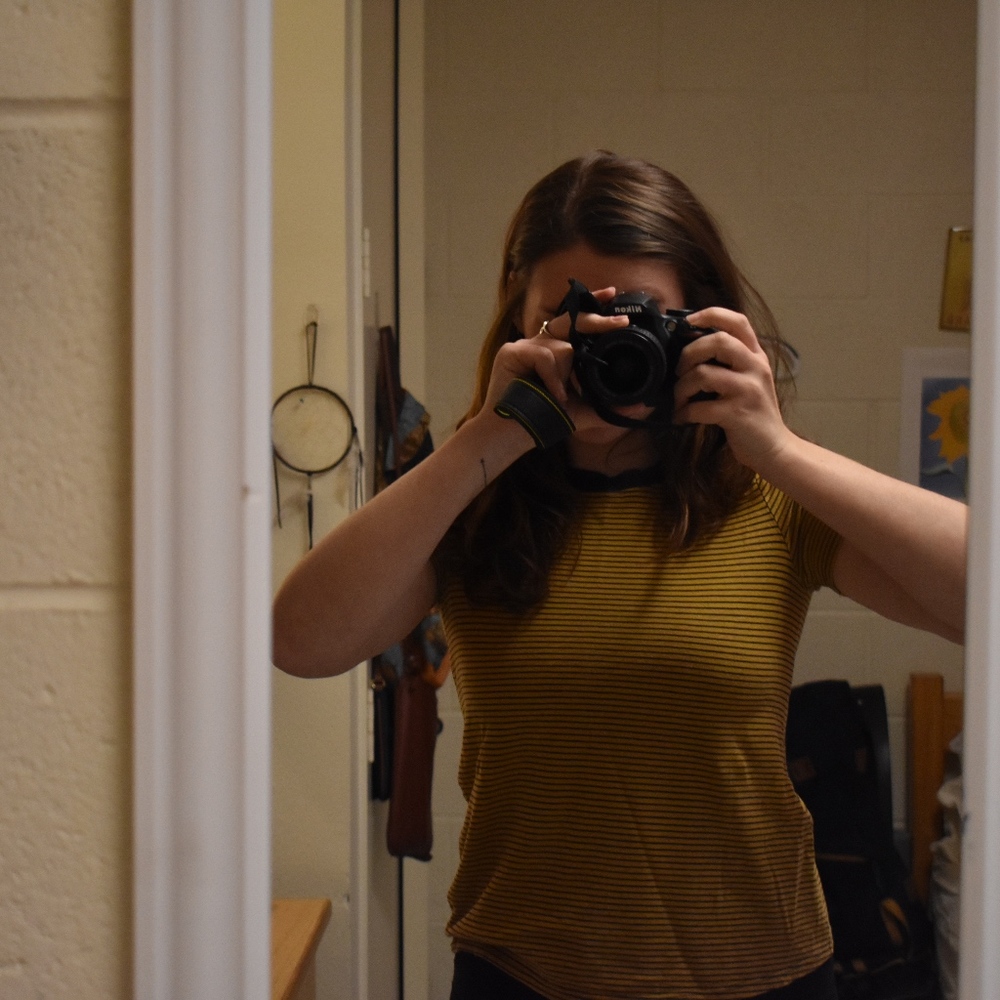 Urban Outfitters Mustard/Navy Striped Tee